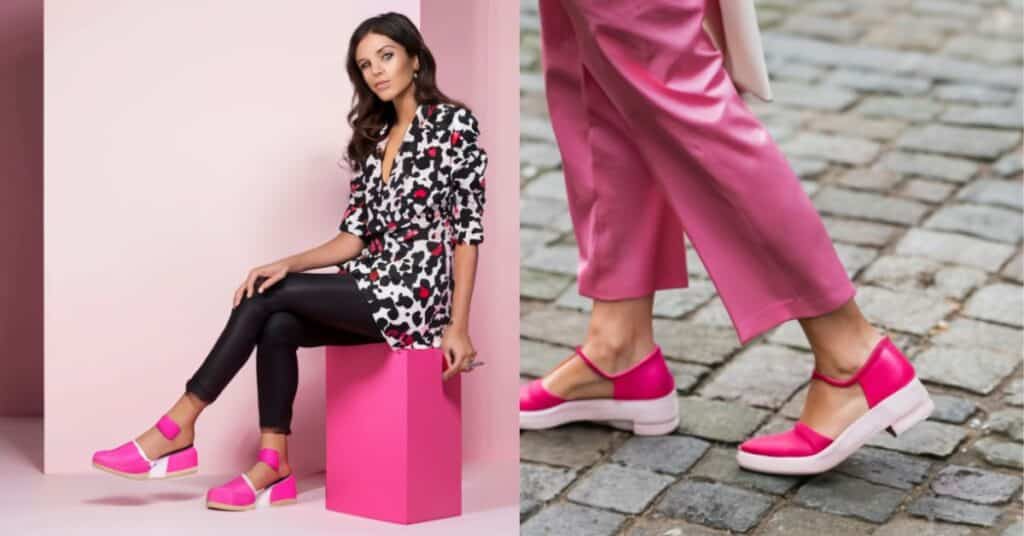 Pink Shoes in Color Blocking