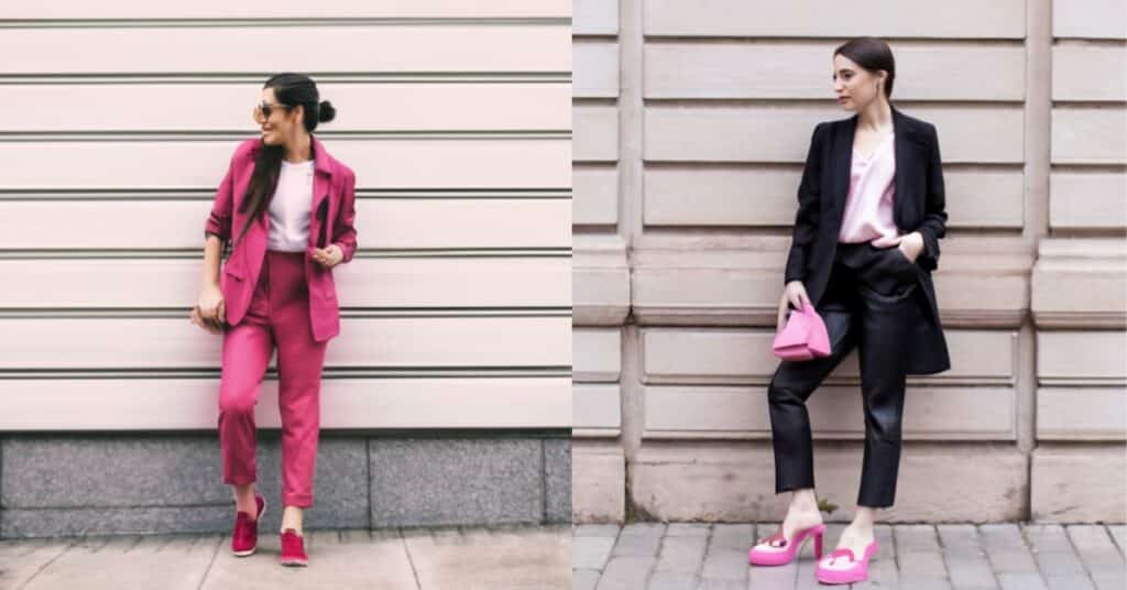 Pink Shoes in Monochrome Looks