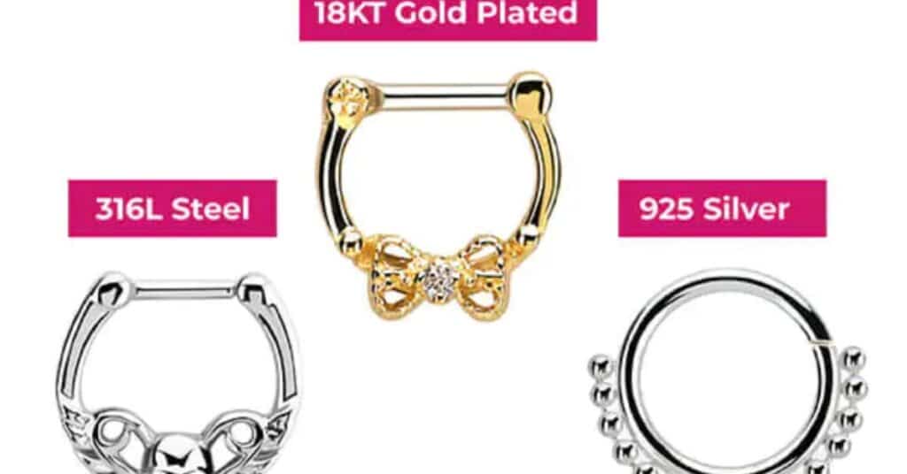 Recommended materials for septum piercing jewelry