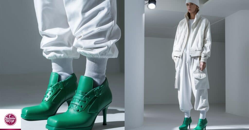 Green Shoes with All-White Outfits