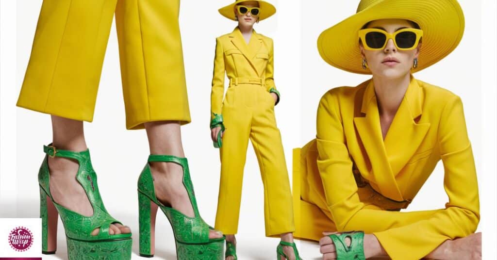 Green shoes with Yellow outfits