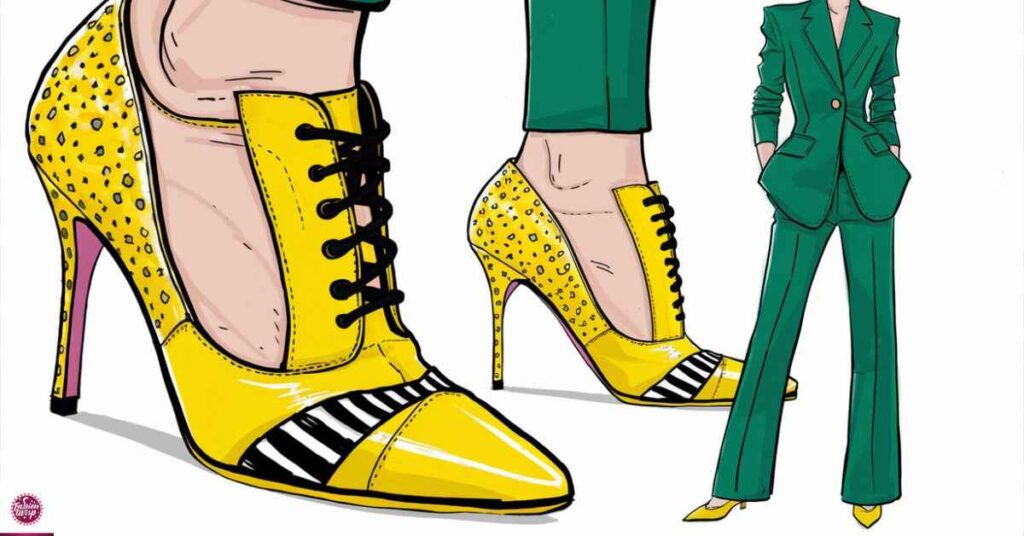 Yellow Shoes Outfits with Green