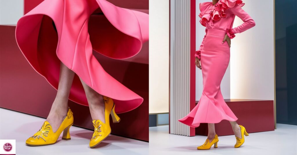 Yellow Shoes Outfits with Pink